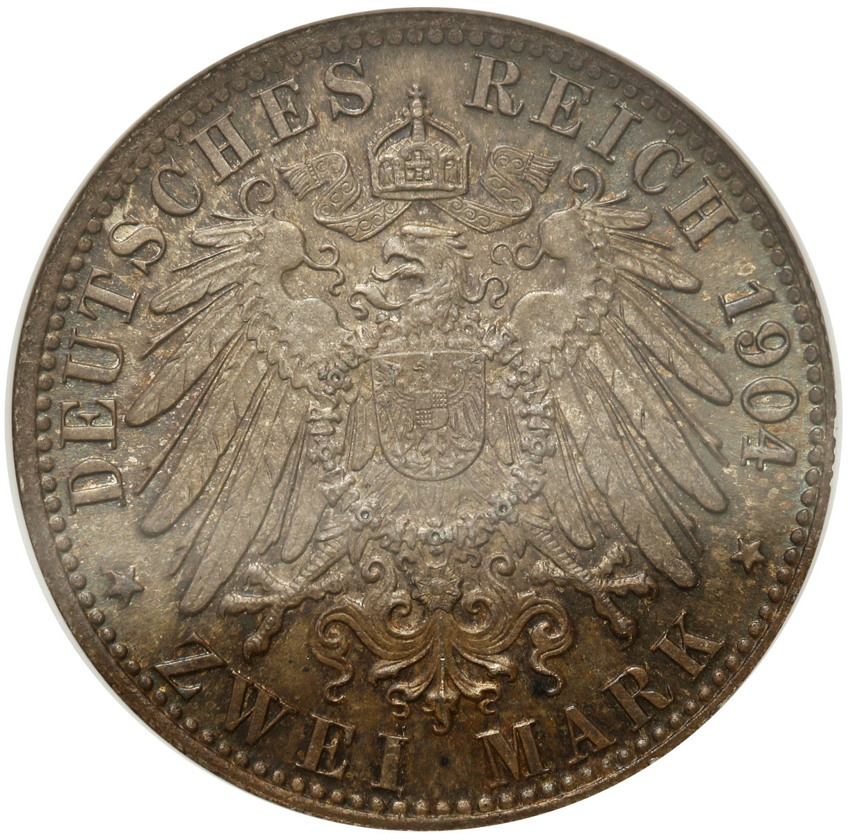 Niemcy, Brema. 2 marki 1904 J, Hamburg NGC MS66 (2 MAX) - RZADKA